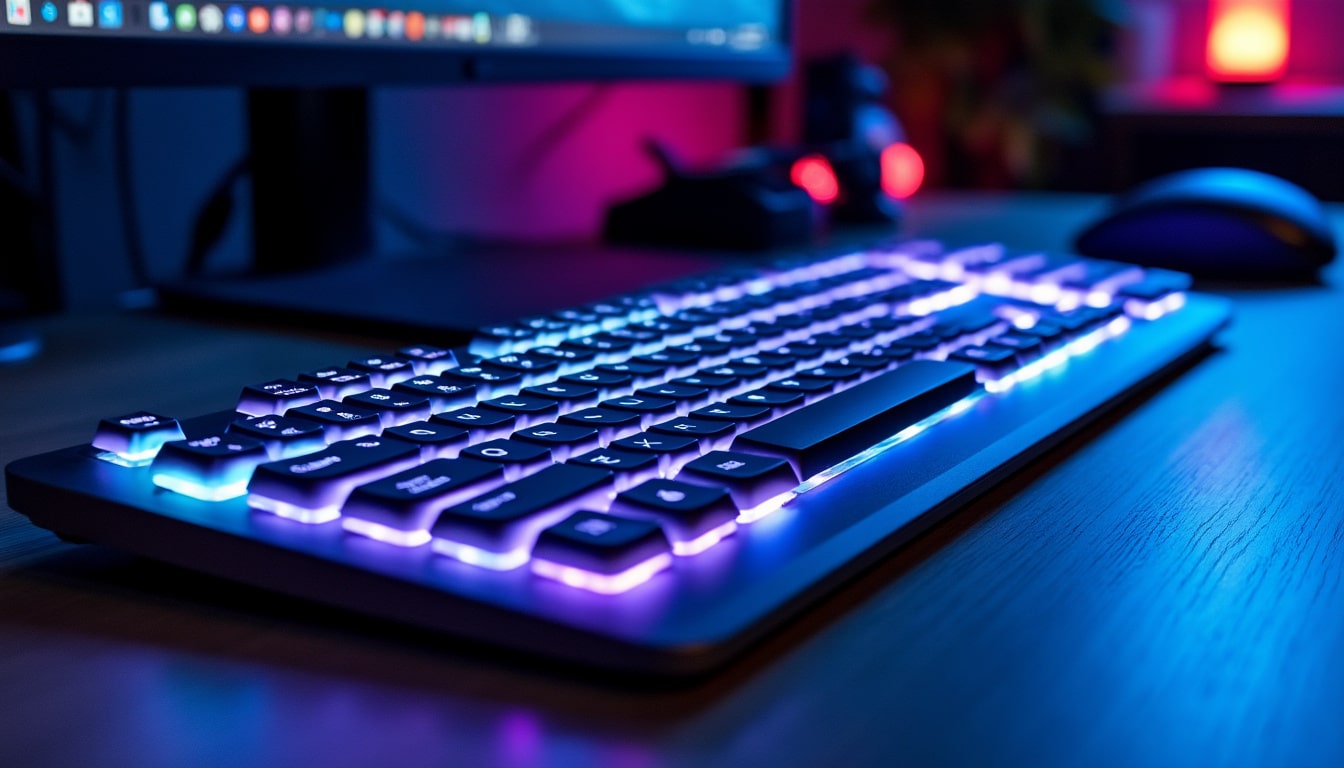 découvrez le confort du clavier rétroéclairé, idéal pour travailler efficacement sur votre ordinateur même dans l'obscurité.